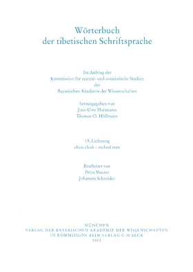 Hartmann / Höllmann |  Wörterbuch der tibetischen Schriftsprache  19. Lieferung | Buch |  Sack Fachmedien