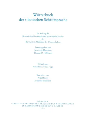 Hartmann / Höllmann |  Wörterbuch der tibetischen Schriftsprache  20. Lieferung | Buch |  Sack Fachmedien