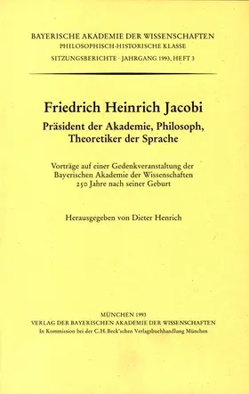 Henrich |  Friedrich Heinrich Jacobi Präsident der Akademie, Philosoph, Theoretiker der Sprache | Buch |  Sack Fachmedien
