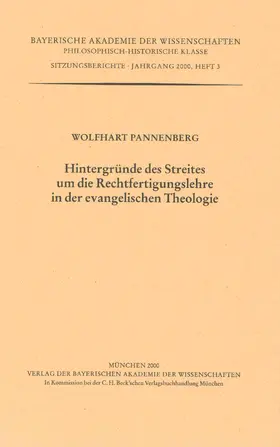 Pannenberg |  Hintergründe des Streites um die Rechtfertigungslehre in der evangelischen Theologie | Buch |  Sack Fachmedien