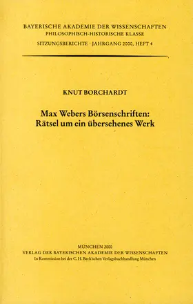 Borchardt |  Max Webers Börsenschriften: Rätsel um ein übersehenes Werk | Buch |  Sack Fachmedien