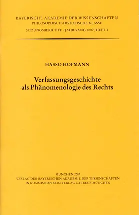 Hofmann |  Verfassungsgeschichte als Phänomenologie des Rechts | Buch |  Sack Fachmedien