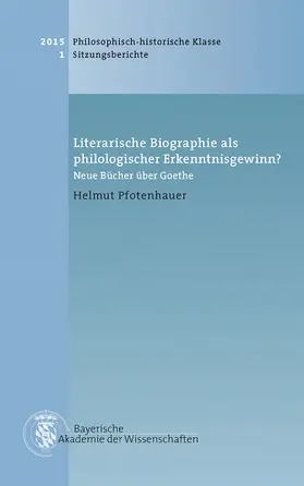 Pfotenhauer |  Literarische Biographie als philologischer Erkenntnisgewinn | Buch |  Sack Fachmedien