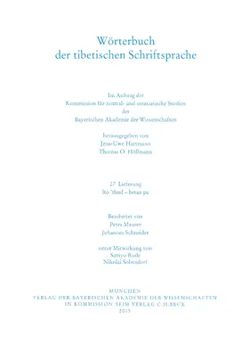 Hartmann / Höllmann |  Wörterbuch der tibetischen Schriftsprache  27. Lieferung | Buch |  Sack Fachmedien