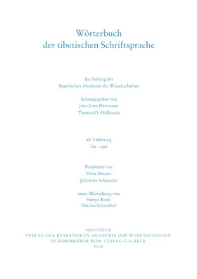 Hartmann / Höllmann |  Wörterbuch der tibetischen Schriftsprache  40. Lieferung | Buch |  Sack Fachmedien