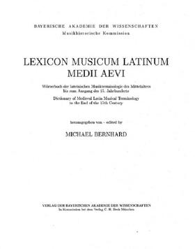 Bernhard | Lexicon Musicum Latinum Medii Aevi  19. Faszikel - Fascicle 19 (tractus - Z) | Buch | 978-3-7696-6514-7 | sack.de