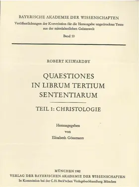 Kilwardby / Gössmann |  Quaestiones in librum tertium Sententiarum | Buch |  Sack Fachmedien