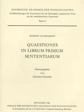 Kilwardby / Schneider |  Quaestiones in librum primum Sententiarum | Buch |  Sack Fachmedien