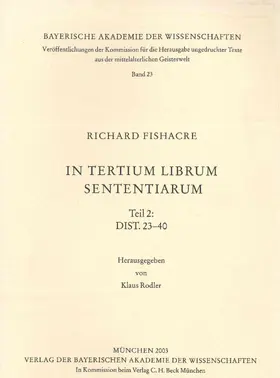 Fishacre / Rodler |  In tertium librum Sententiarum | Buch |  Sack Fachmedien