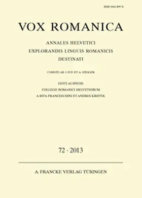  Vox Romanica 72 (2013) | Buch |  Sack Fachmedien
