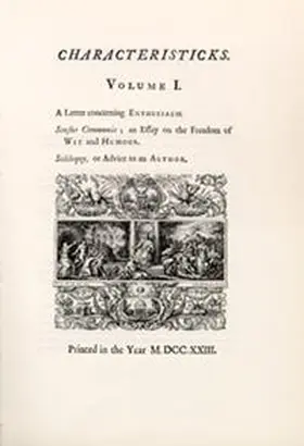Benda / Jackson-Holzberg / Müller |  Shaftesbury (Anthony Ashley Cooper): Standard Edition / I. Works: Aesthetics. Band 1 | Buch |  Sack Fachmedien