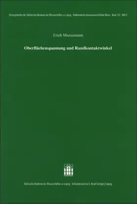 Miersemann |  Oberflächenspannung und Randkontaktwinkel | Buch |  Sack Fachmedien