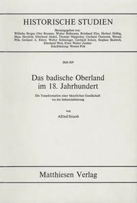 Straub |  Das badische Oberland im 18. Jahrhundert | Buch |  Sack Fachmedien