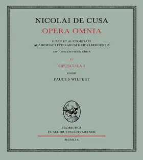 Wilpert |  Nicolai de Cusa Opera omnia / Nicolai de Cusa Opera omnia. Volumen IV. | Buch |  Sack Fachmedien