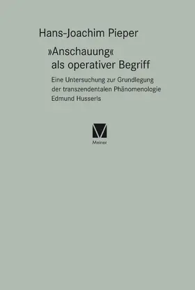 Pieper |  "Anschauung" als operativer Begriff | Buch |  Sack Fachmedien