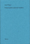 Pieper / Wald |  Religionsphilosophische Schriften | Buch |  Sack Fachmedien