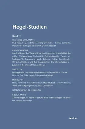 Pöggeler / Nicolin |  Hegel-Studien / Hegel-Studien Band 11 (1976) | Buch |  Sack Fachmedien