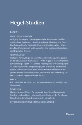 Pöggeler / Nicolin | Hegel-Studien / Hegel-Studien | Buch | 978-3-7873-1478-2 | www.sack.de