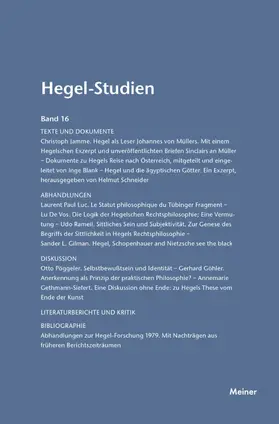 Pöggeler / Nicolin |  Hegel-Studien / Hegel-Studien Band 16 (1981) | Buch |  Sack Fachmedien