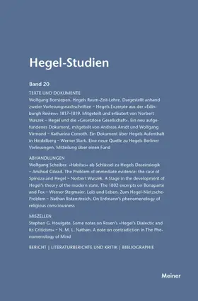 Pöggeler / Nicolin |  Hegel-Studien / Hegel-Studien Band 20 (1985) | Buch |  Sack Fachmedien