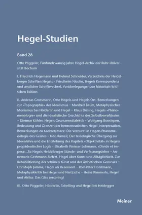Pöggeler / Nicolin |  Hegel-Studien / Hegel-Studien | Buch |  Sack Fachmedien