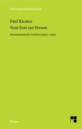 Ricoeur / Welsen |  Vom Text zur Person | Buch |  Sack Fachmedien