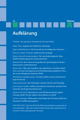 Albrecht / Kreimendahl / Mulsow |  Aufklärung, Band 23: Die natürliche Theologie bei Christian Wolff | eBook | Sack Fachmedien