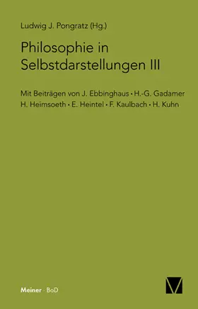 Pongratz |  Philosophie in Selbstdarstellungen III | eBook | Sack Fachmedien