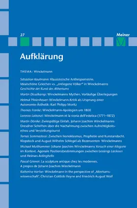  Aufklärung, Band 27: Winckelmann | Buch |  Sack Fachmedien
