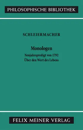 Schleiermacher |  Monologen | eBook | Sack Fachmedien