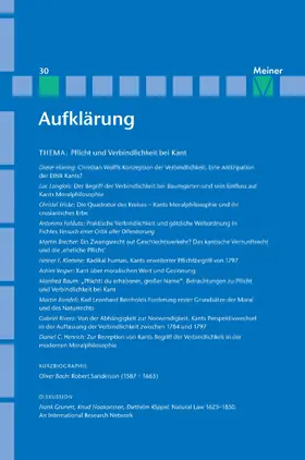 Rivero / Mulsow / Stiening |  Aufklärung, Band 30: Pflicht und Verbindlichkeit bei Kant. Quellengeschichtliche, systematische und wirkungsgeschichtliche Beiträge | eBook | Sack Fachmedien