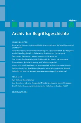 Dierse / Scholtz |  Archiv für Begriffsgeschichte. Band 45 | eBook | Sack Fachmedien