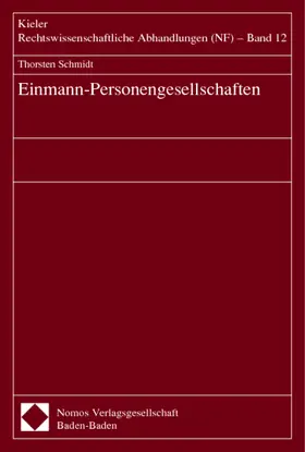 Schmidt |  Einmann-Personengesellschaften | Buch |  Sack Fachmedien