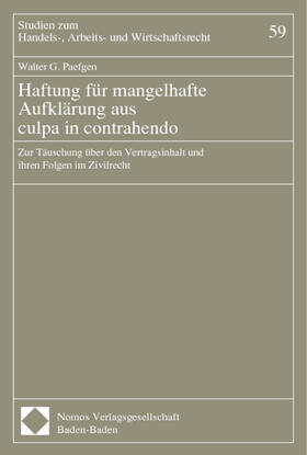 Haftung für mangelhafte Aufklärung aus culpa in contrahendo | Buch | 978-3-7890-6270-4 | sack.de