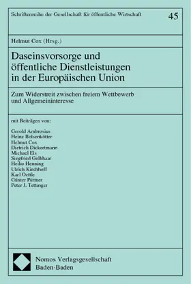 Cox |  Daseinsvorsorge und öffentliche Dienstleistungen in der Europäischen Union | Buch |  Sack Fachmedien