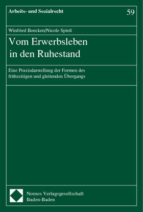 Boecken / Spieß | Vom Erwerbsleben in den Ruhestand | Buch | 978-3-7890-6863-8 | sack.de