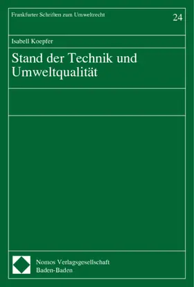 Koepfer |  Stand der Technik und Umweltqualität | Buch |  Sack Fachmedien