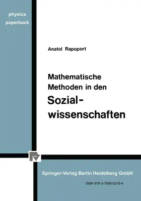 Rapoport |  Mathematische Methoden in den Sozialwissenschaften | Buch |  Sack Fachmedien