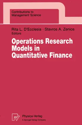 D'Ecclesia / Zenios | Operations Research Models in Quantitative Finance | Buch | 978-3-7908-0803-2 | www.sack.de