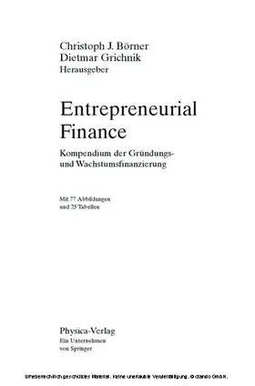 Grichnik | Entrepreneurial Finance | E-Book | www.sack.de
