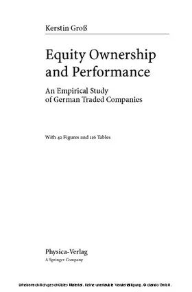 Groß |  Equity Ownership and Performance | eBook | Sack Fachmedien
