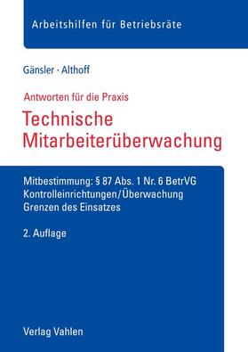 Gänsler / Althoff |  Technische Mitarbeiterüberwachung | Buch |  Sack Fachmedien