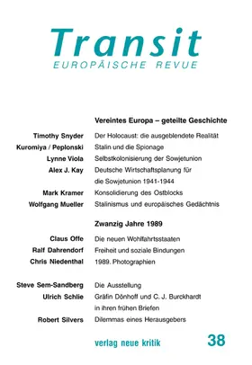 Snyder / Viola / Offe |  Transit 38. Europäische Revue | eBook | Sack Fachmedien