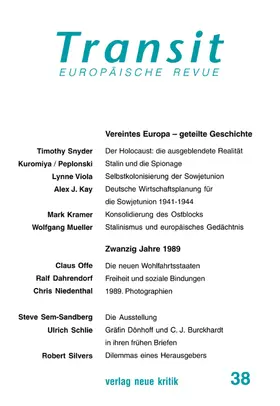 Wolfe / Bude / Leggewie |  Transit 37. Europäische Revue | eBook | Sack Fachmedien