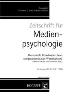 Filk / Schweizer | Zeitschrift für Medienpsychologie | Buch | 978-3-8017-1727-8 | sack.de