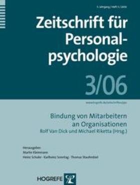 Dick / Riketta | Zeitschrift für Personalpsychologie | Buch | 978-3-8017-1891-6 | sack.de