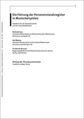 Gaaz / Meireis / Berndt-Benecke | Die Führung der Personenstandsregister in Musterbeispielen,11. Ergänzung + Online | Loseblattwerk | sack.de