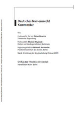 Henrich / Wagenitz / Heinrich | Deutsches Namensrecht | Loseblattwerk | sack.de