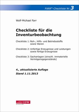 Farr | Checkliste 3 für die Inventurbeobachtung | Buch | 978-3-8021-1962-0 | sack.de