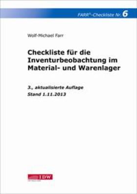 Farr | Checkliste 6 für die Inventurbeobachtung im Material- und Warenlager | Buch | 978-3-8021-1966-8 | sack.de